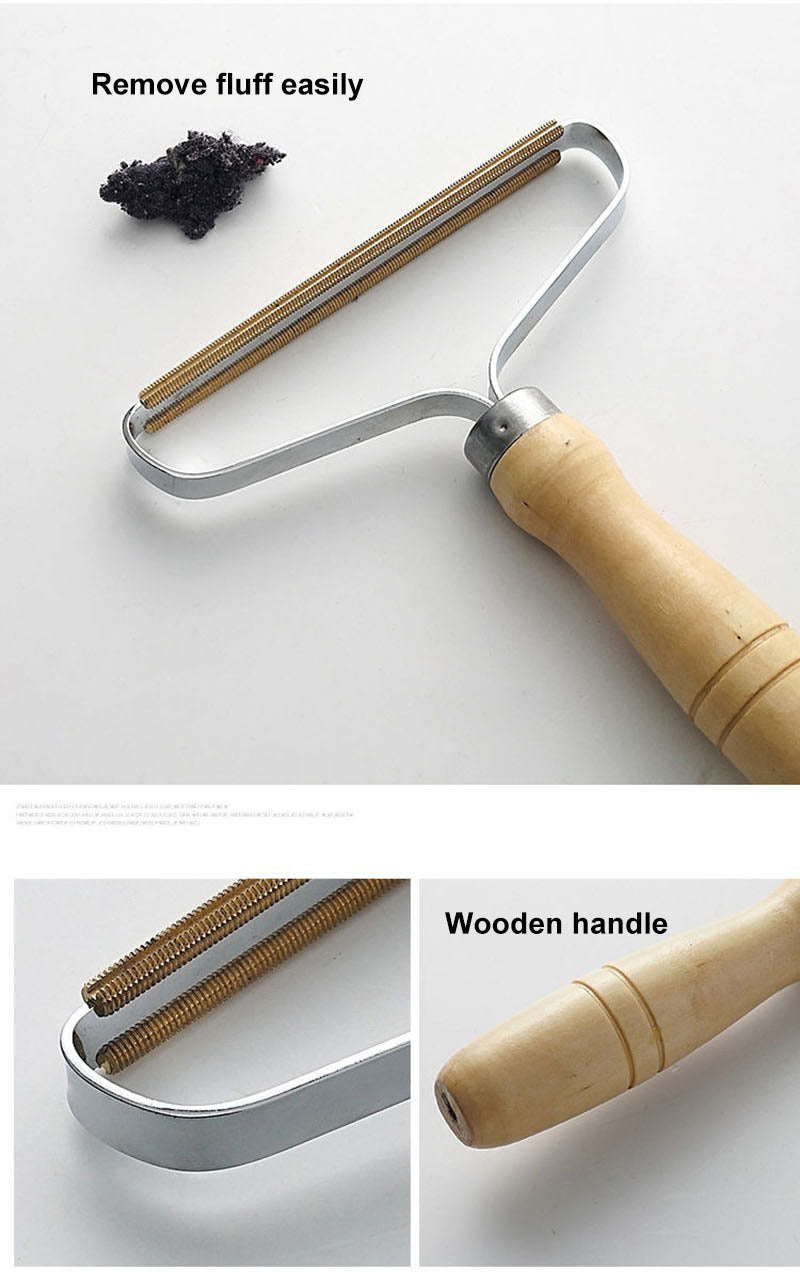 Portable Wooden Handle Lint Remover Brush